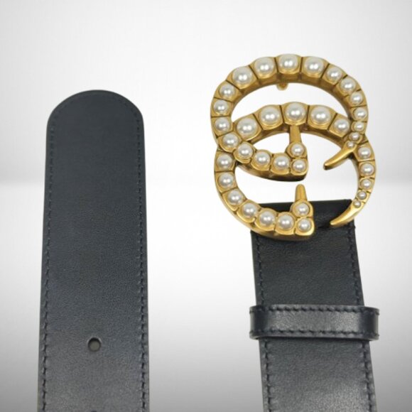 Gucci GG Marmont Wide Belt with Pearls 70MM - Picture 3 of 5